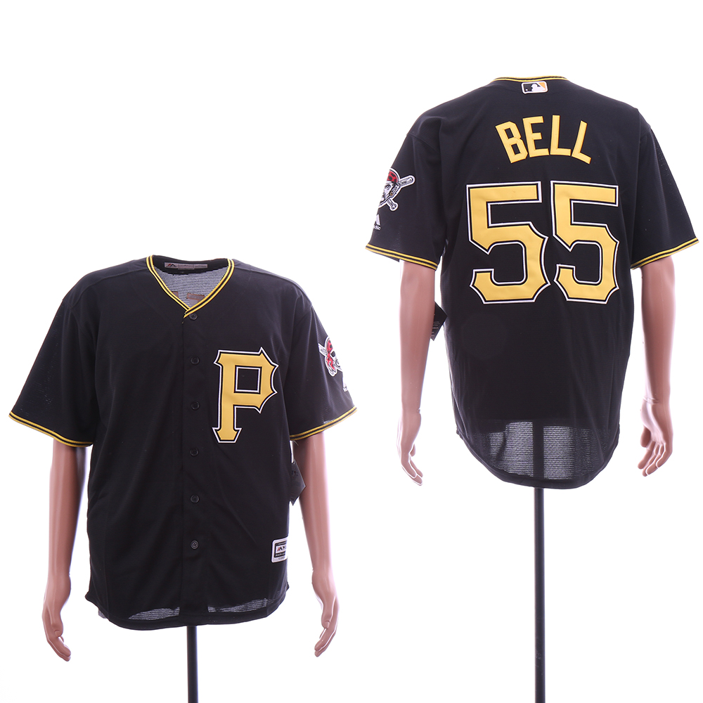 Men Pittsburgh Pirates #55 Bell Black Game MLB Jerseys->pittsburgh pirates->MLB Jersey